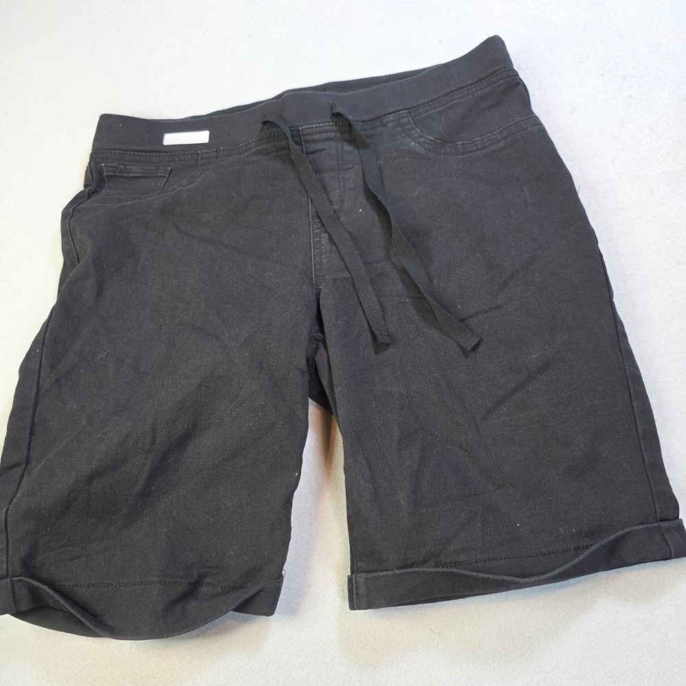 No Boundaries Black Mid Rise Pull On Shorts Womens Large 11-13 Drawstring Cuffed